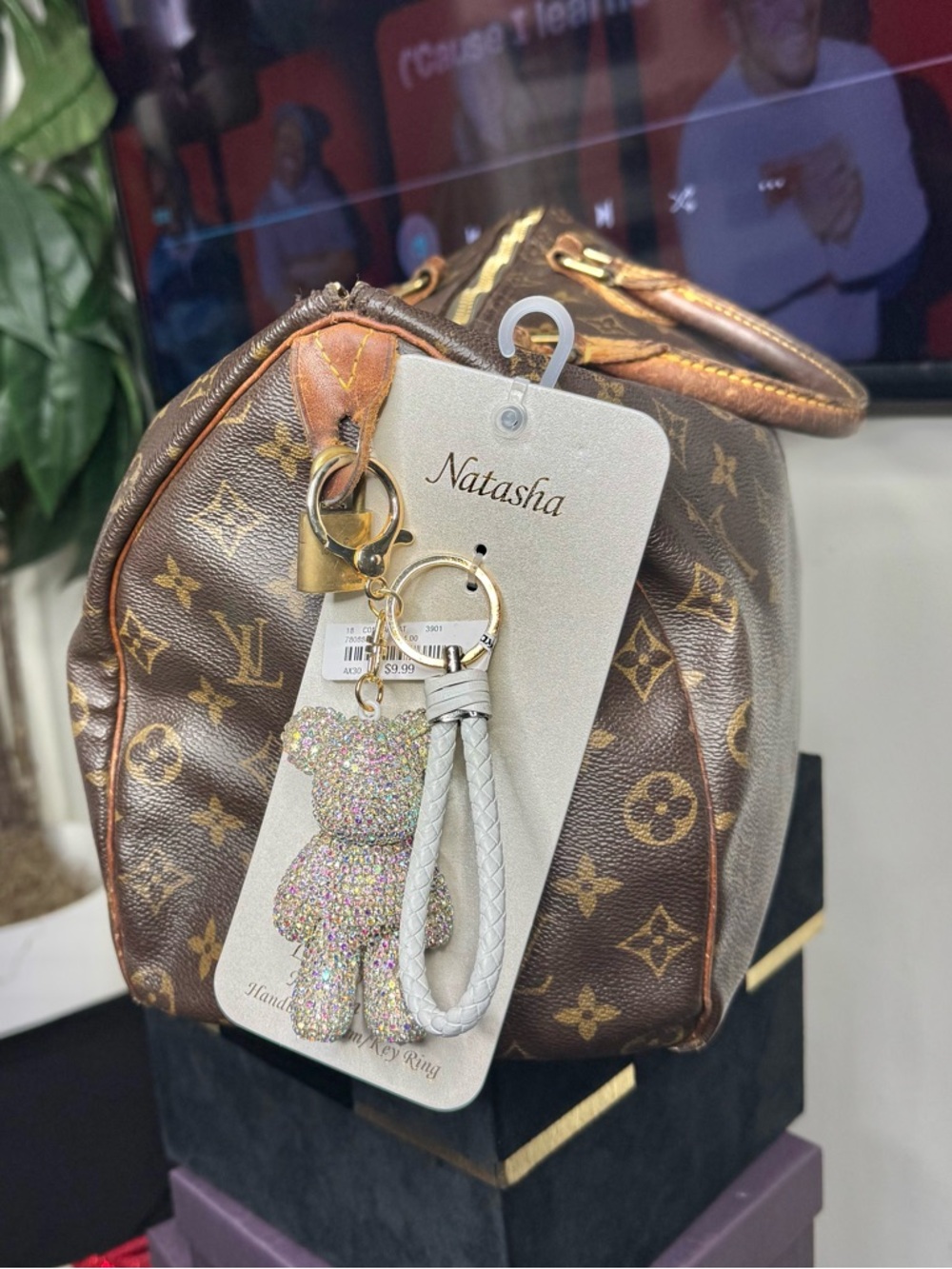Natasha Silver/Gold Rhinestone Teddy Bear Keychain Crystal‎ Bag Charm Cute Gift - Picture 2 of 3